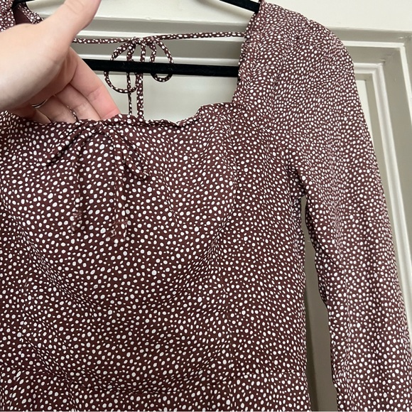 Abercrombie & Fitch Portrait Neck Long Sleeve Polka Dot Mini Dress Size Small - Picture 6 of 10